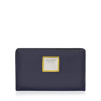 Navy patent fold-over wallet
